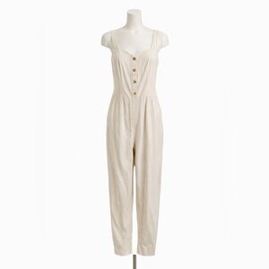 Old Navy Beige Button-Front Jumpsuit